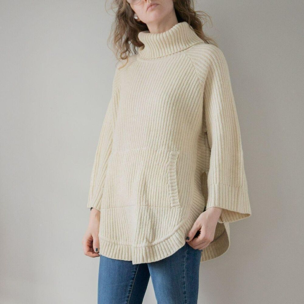 UGG Cream Wool "Raelynn" Turtleneck Winter Women's Sweater Poncho